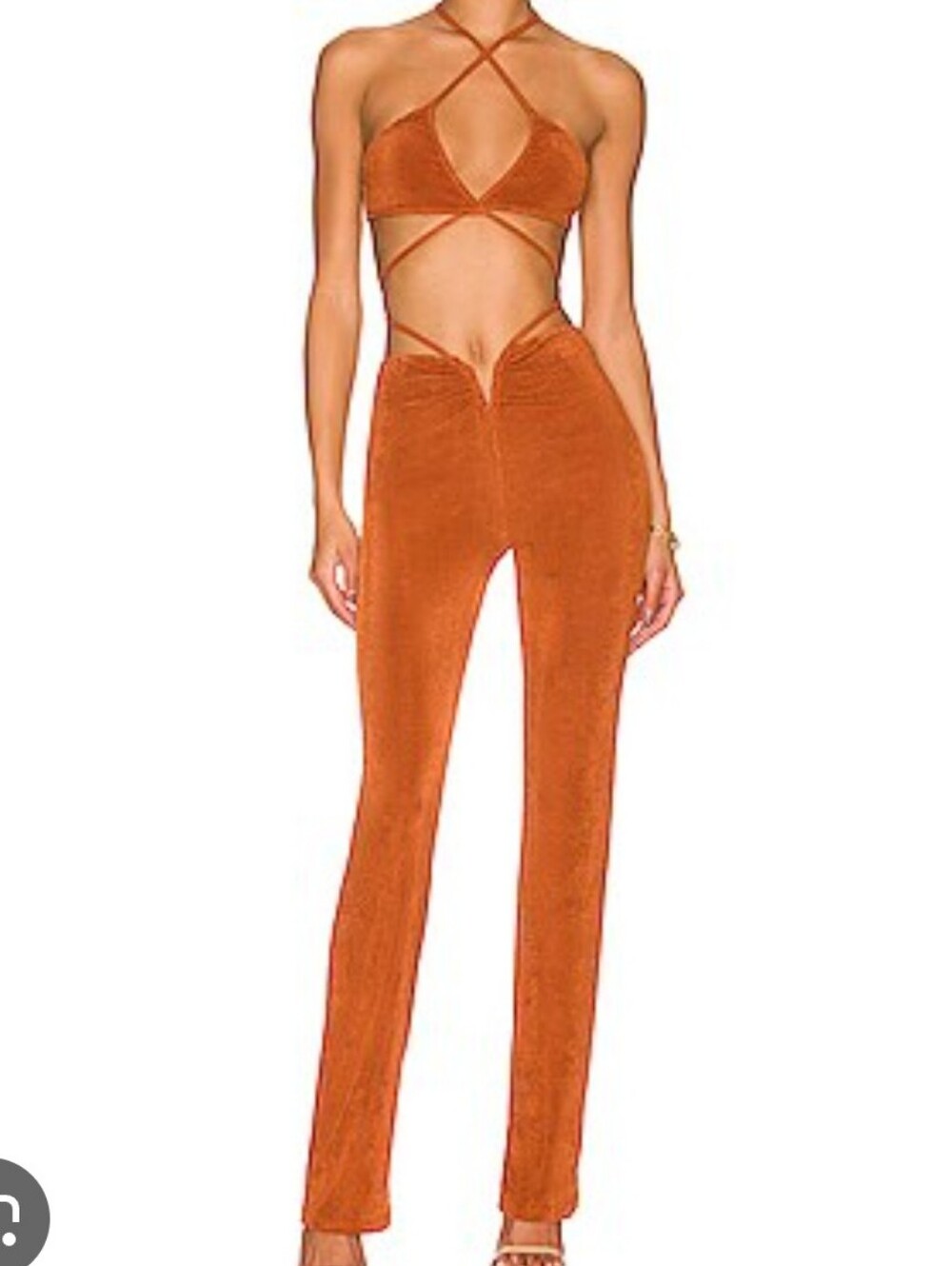 New Superdown Irene Strappy Pant Set In Rust